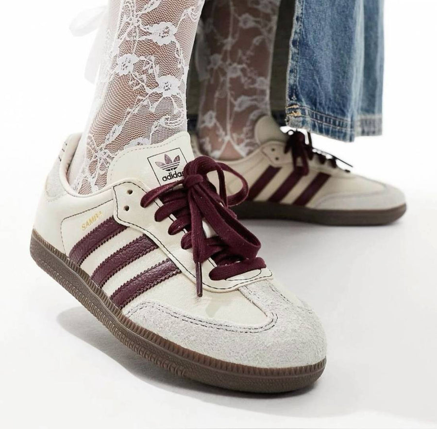 Adidas Samba Wonder White Maroon Women Leather Quality FIX