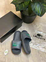 Lacoste Serve Croco Premium Grey Green Slides
