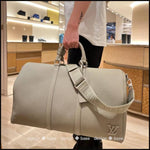 Louis Vuitton_LV Keepall Bandoulire Premium Unisex Duffle Bag With Dust Bag & Accessories (Grey - 1145)