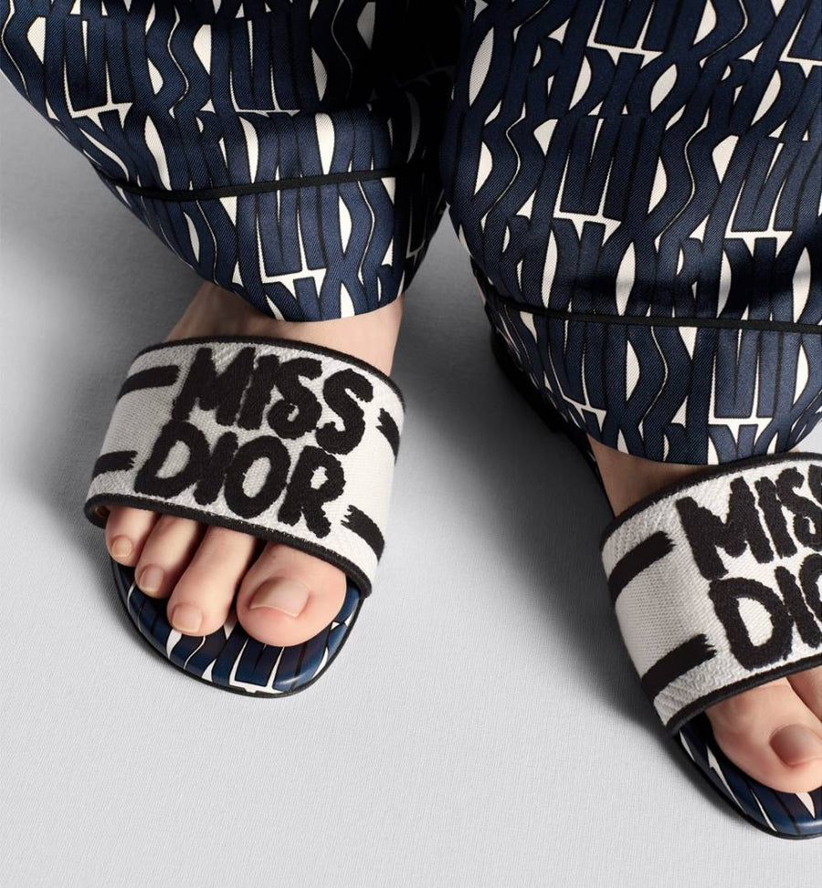 Dior_Miss_Diyor_Deep_Blue_Dway_Flats_For_Woman_With_Original_Box_Dustcover_CarryBag_And_Accessories
