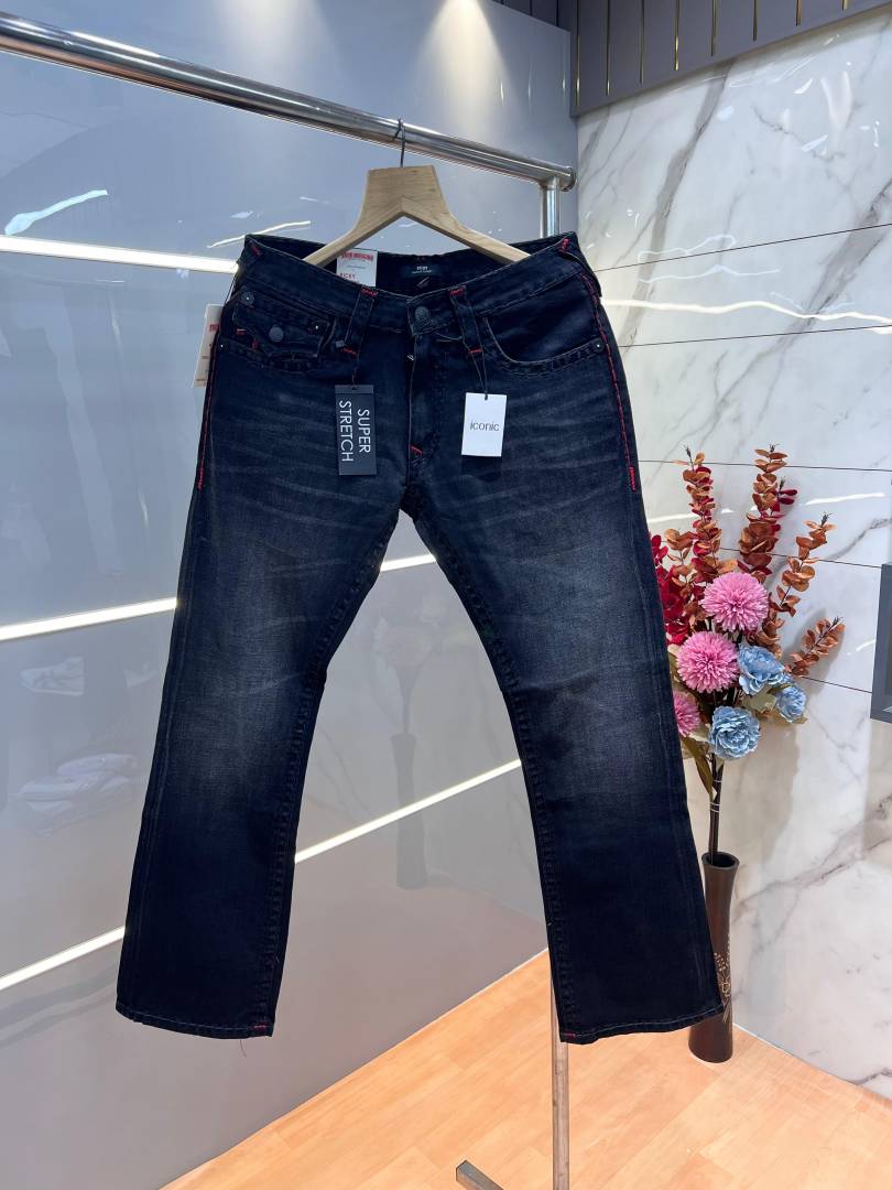 True Religio n Blue Shade Premium Imported Stretchable Lycra Fabric Boot Cut Denim with Embroidered Design 3144