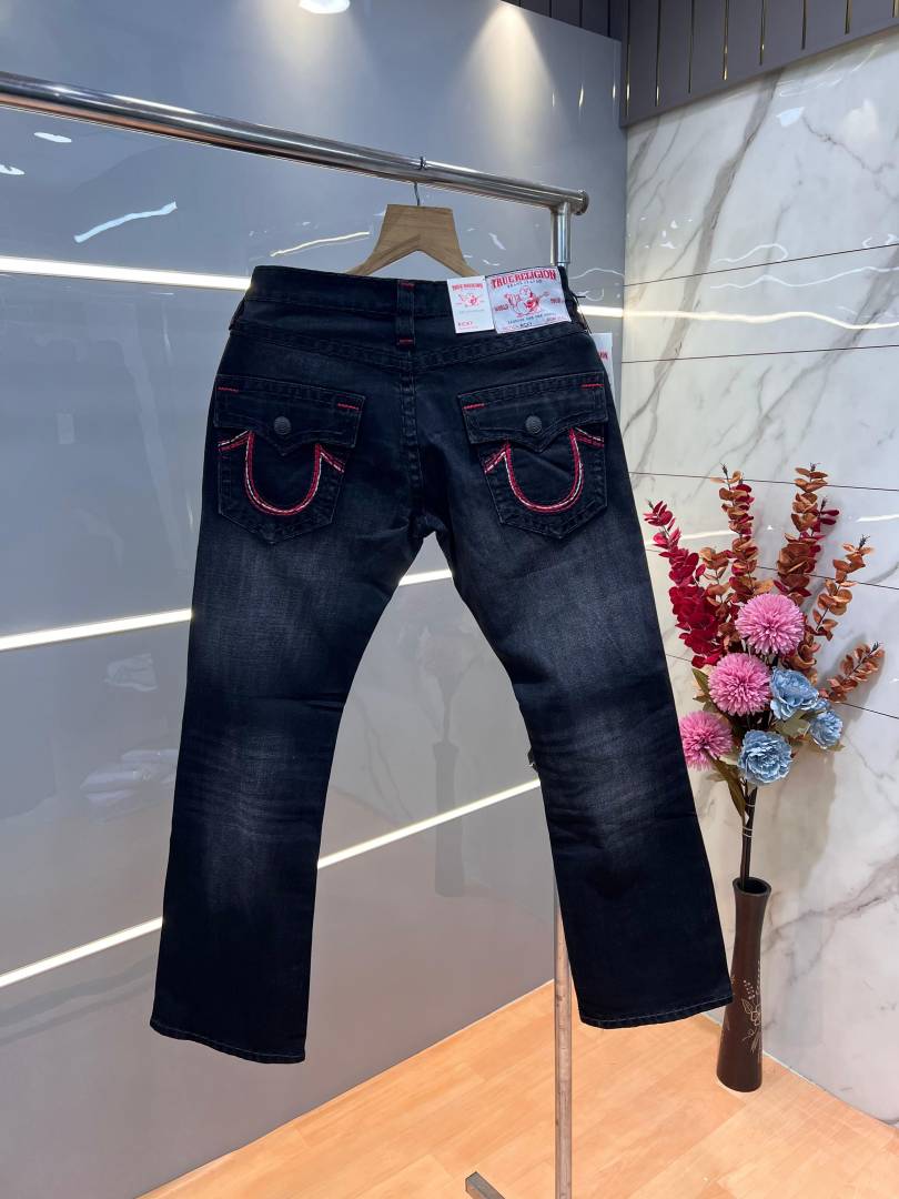 True Religio n Blue Shade Premium Imported Stretchable Lycra Fabric Boot Cut Denim with Embroidered Design 3144