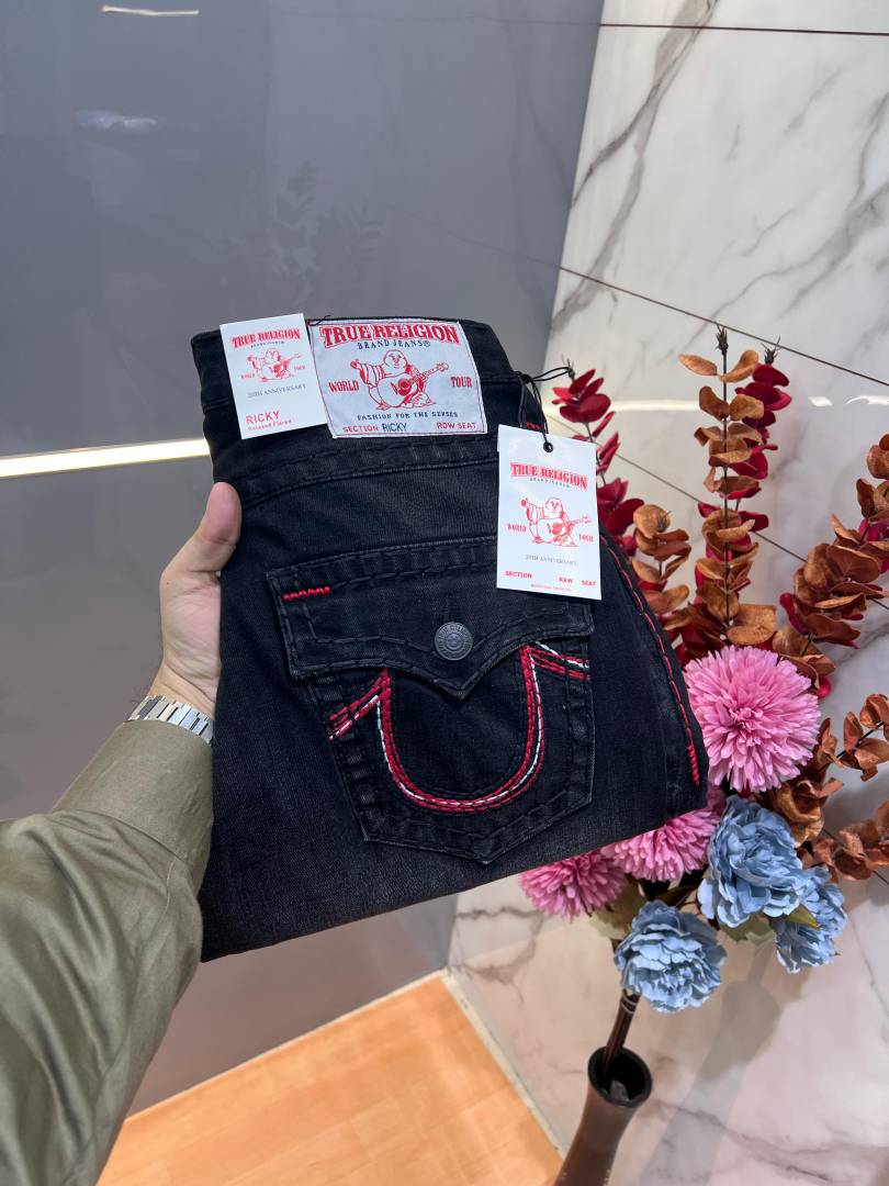 True Religio n Blue Shade Premium Imported Stretchable Lycra Fabric Boot Cut Denim with Embroidered Design 3144