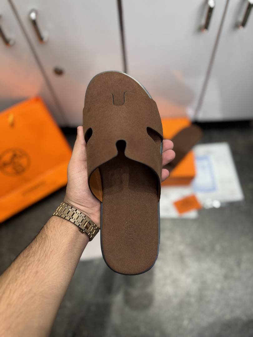 Hermes IZMIR ITALIAN SLIDE TAN SUEDE 021