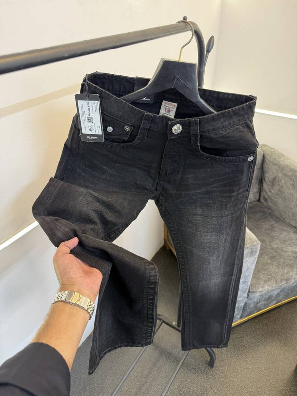 True religion imported straight fit hyperflex denim carbon black