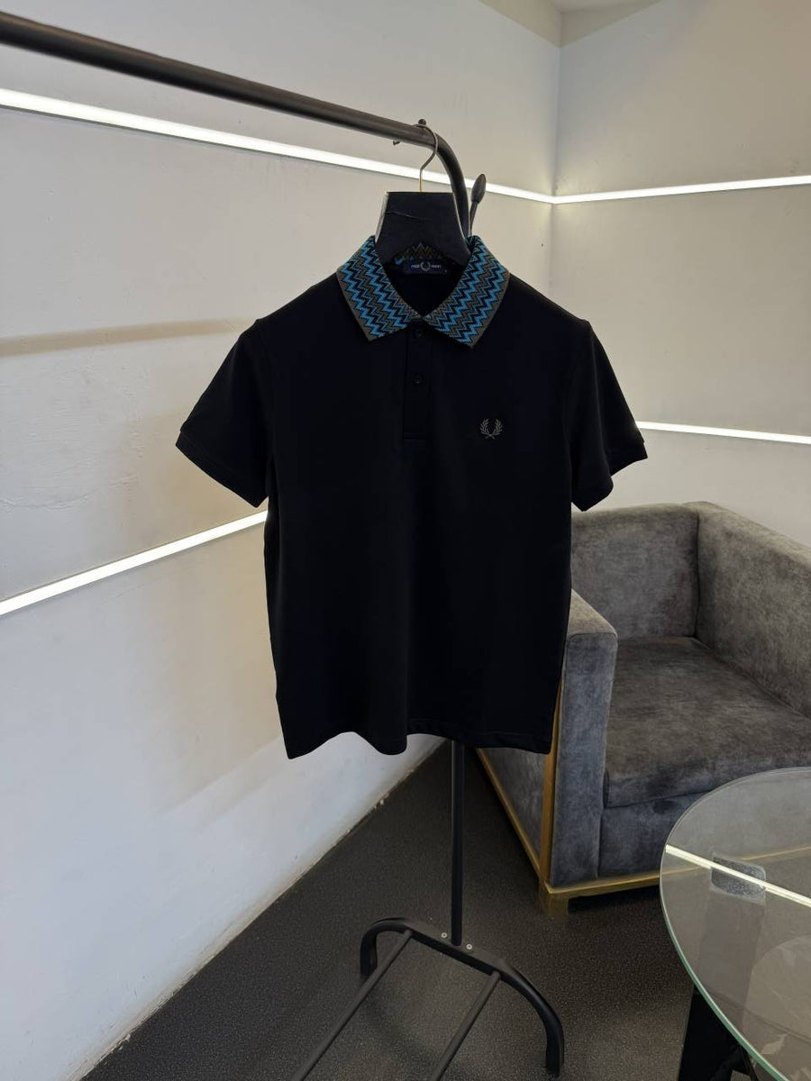 Fred perry imported polo tshirt black Multi collar