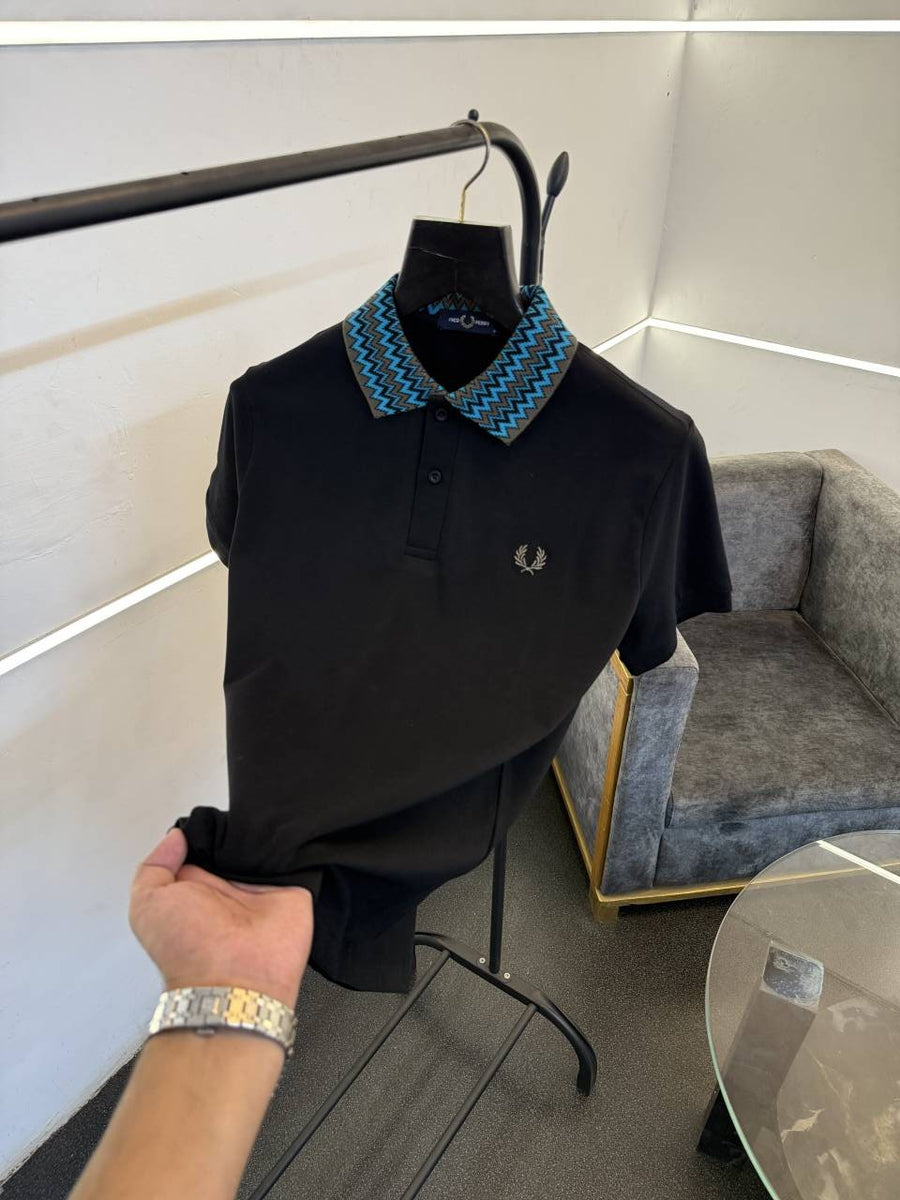 Fred perry imported polo tshirt black Multi collar