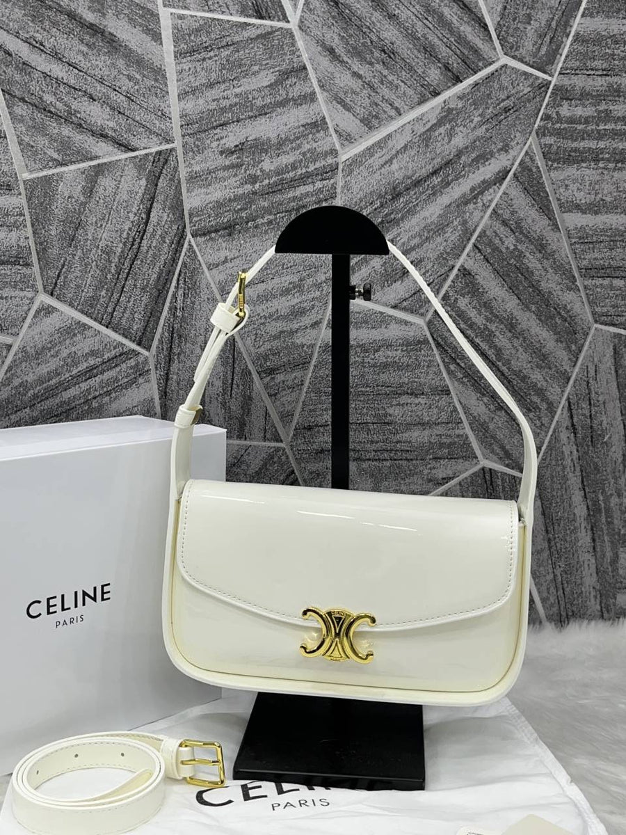 Celine Terence White Shoulder Bag With Original Box & Long Belt