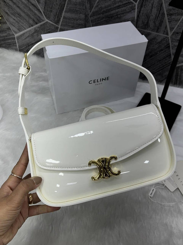 Celine Terence White Shoulder Bag With Original Box & Long Belt