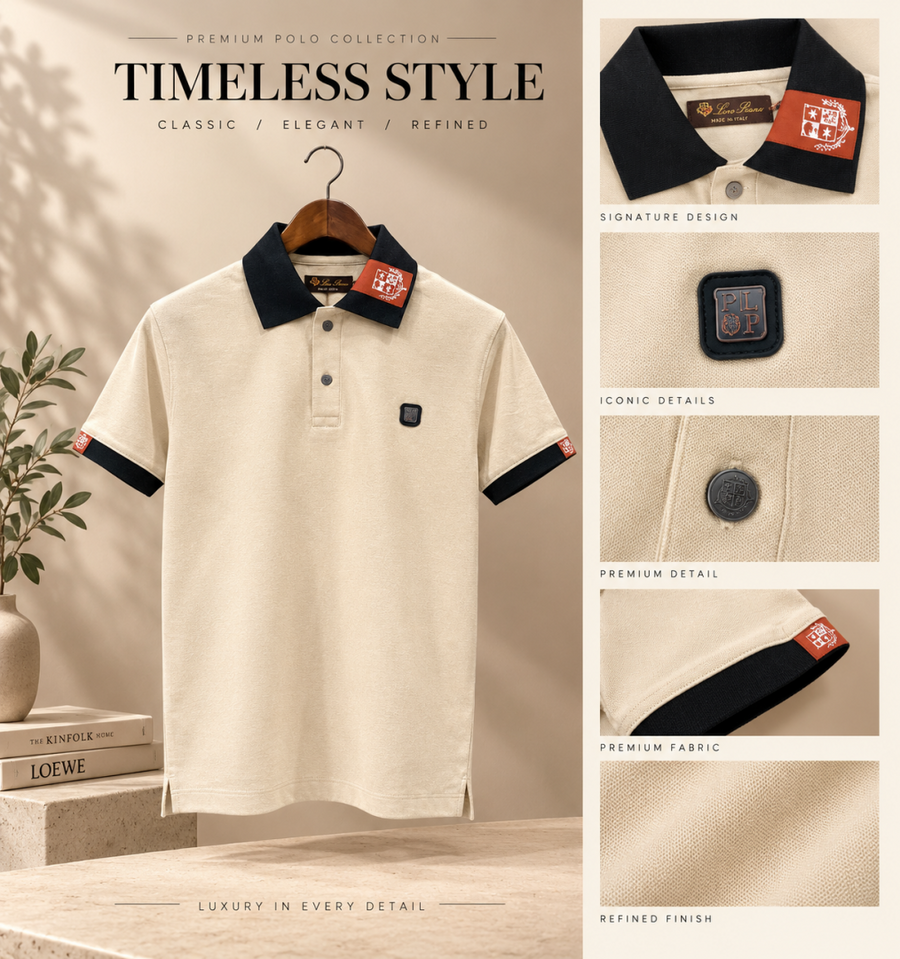 Loro piana beige imported luxury box pack Polo tshirt