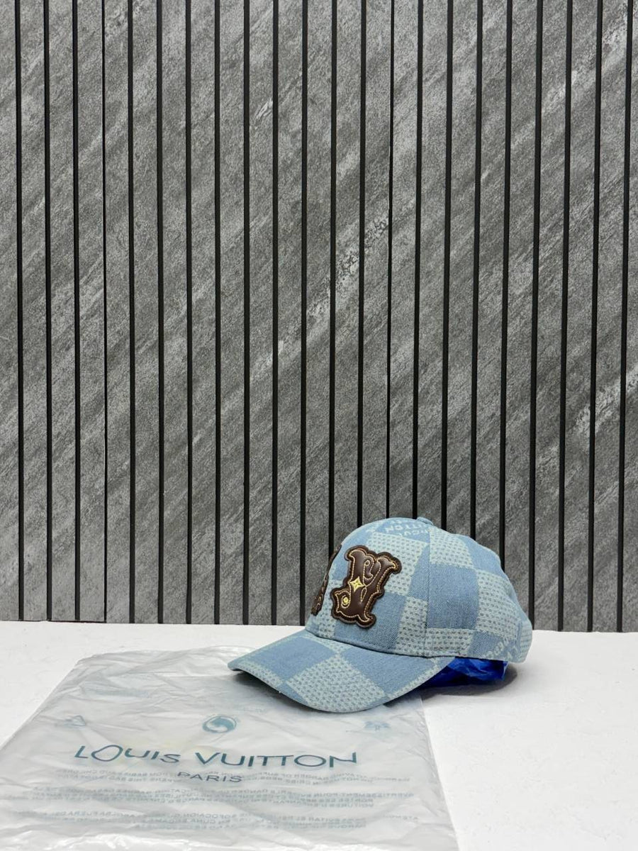 Louis Vuitton_Washed_3D_Light_Blue_Premium_Unisex_Hat_With_Original_Zip_Bag