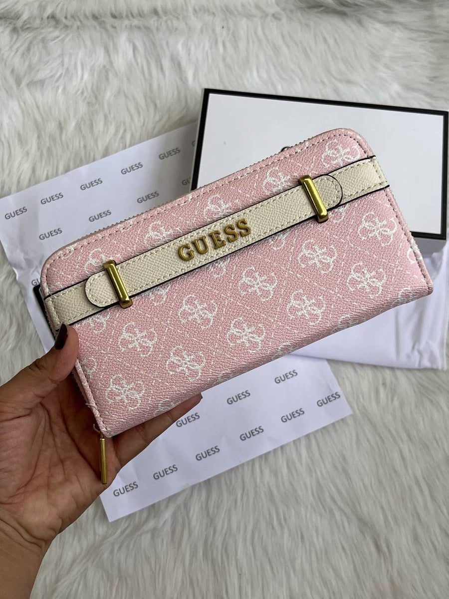Guess 006 Pink Long Wallet With Original Box DustCover Card Packaging