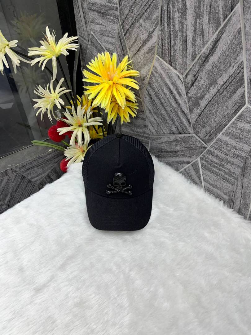 Philipp Plein All Black Front Skull Logo Premium Unisex Cap With Safety Box