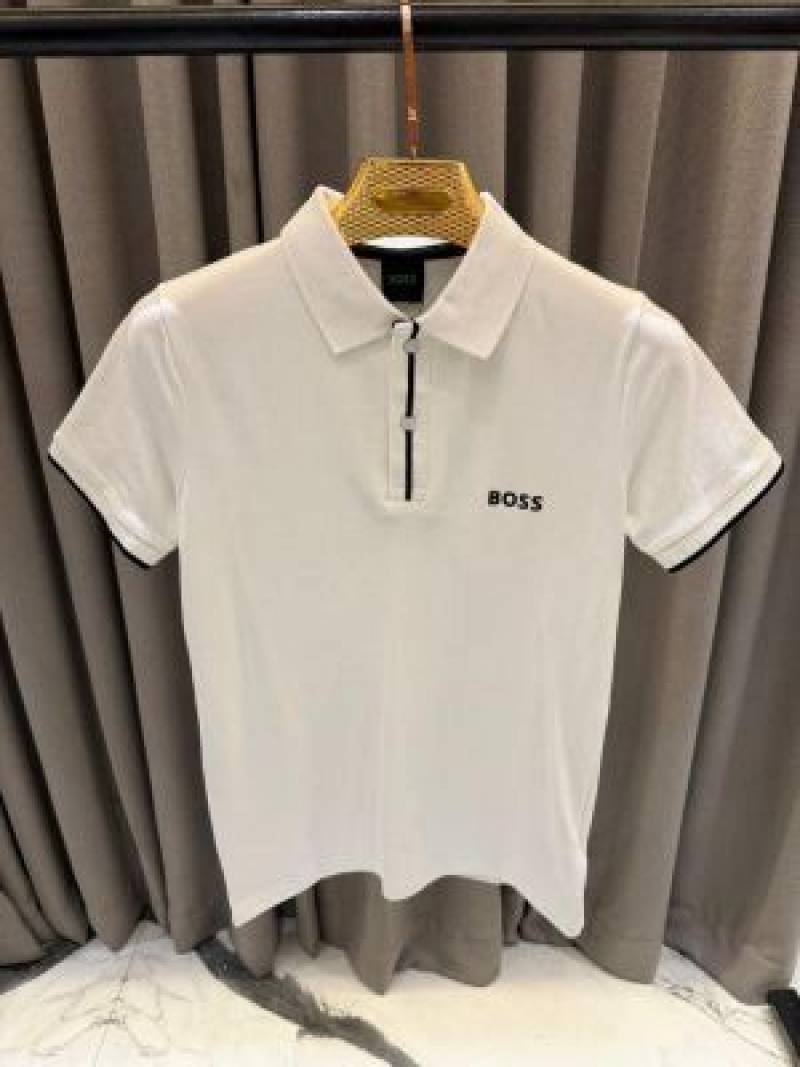Hugo Bos Chest Logo Polo T-shirt White