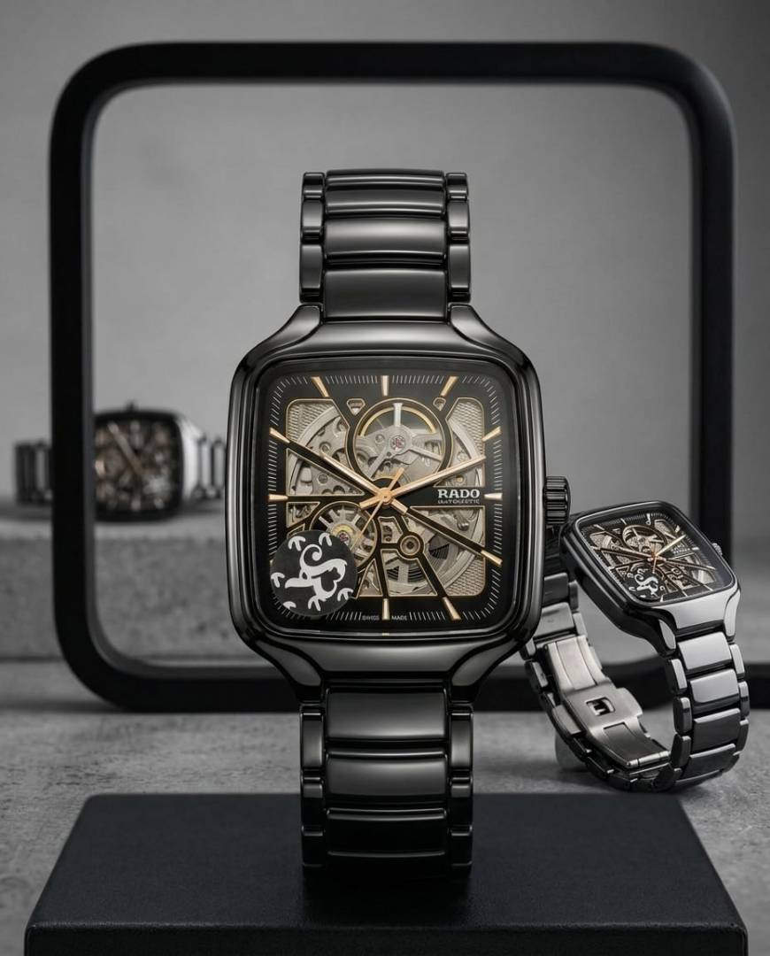 Rado True Square Automatic Ceramic Black-Gold