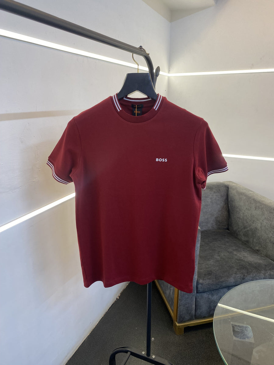 Hugo bos imported round neck tshirt maroon