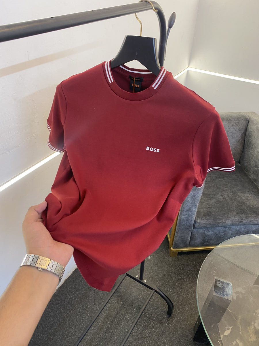 Hugo bos imported round neck tshirt maroon