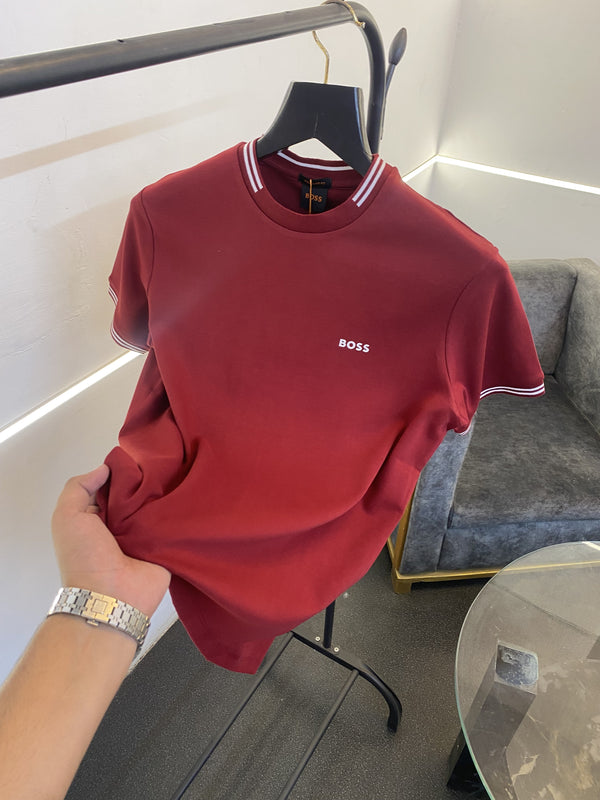Hugo bos imported round neck tshirt maroon