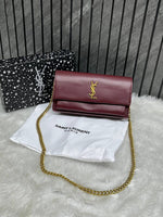 Ysl Sunset Wine Small Shoulder Bag With Original Box & Dust Cover