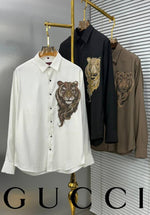 Gucci Tiger Diamond Logo Full Sleeves Shirt Coffee