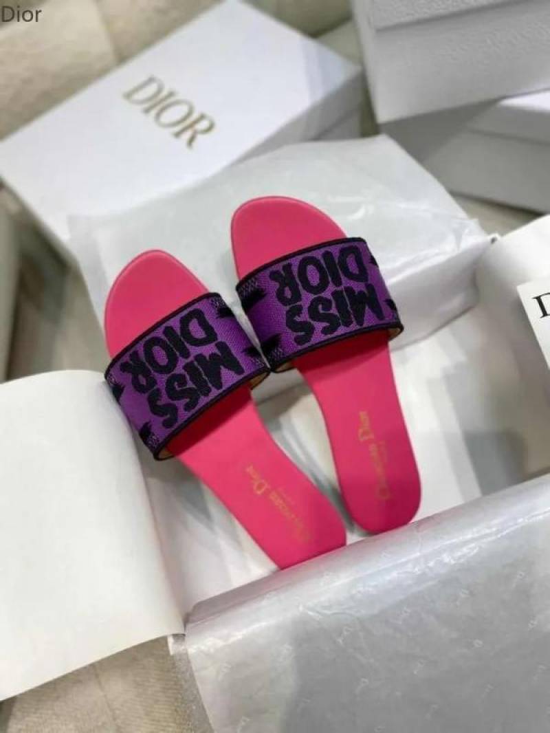 Miss Dioor Premium Quality Dway Slide With OG Box & Carry Bag (Purple Pink - 1063)