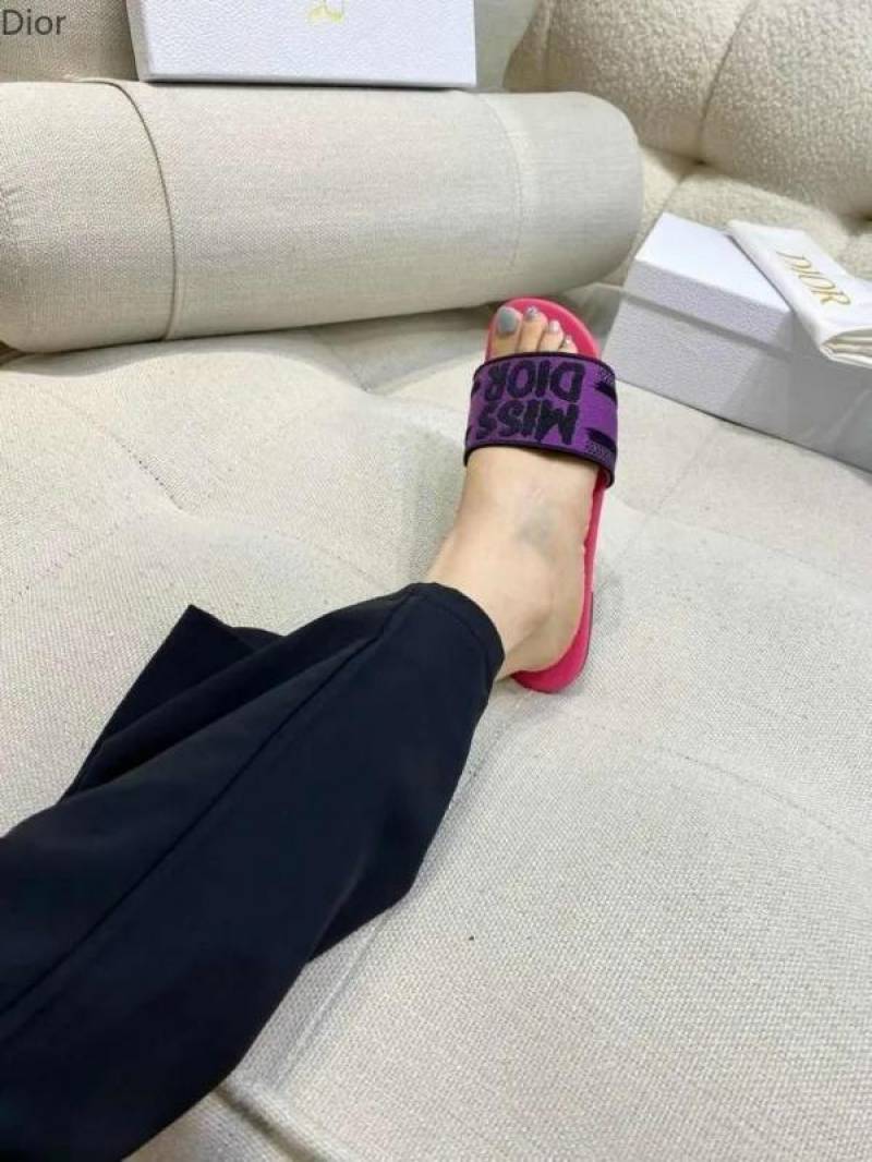 Miss Dioor Premium Quality Dway Slide With OG Box & Carry Bag (Purple Pink - 1063)