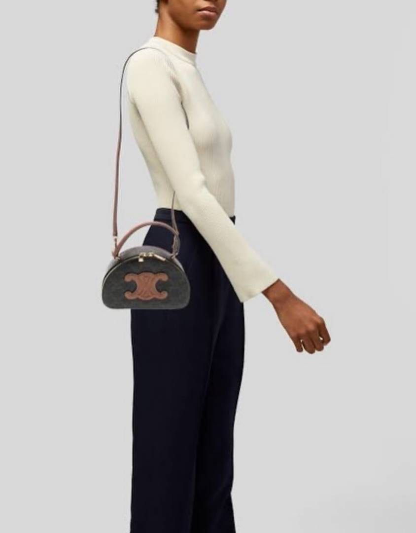 CELINE HALF MOON CASE IN TRIOMPHE CANVAS AND CALFSKIN