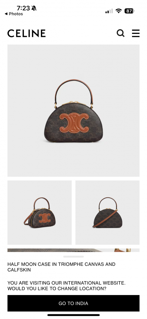 CELINE HALF MOON CASE IN TRIOMPHE CANVAS AND CALFSKIN
