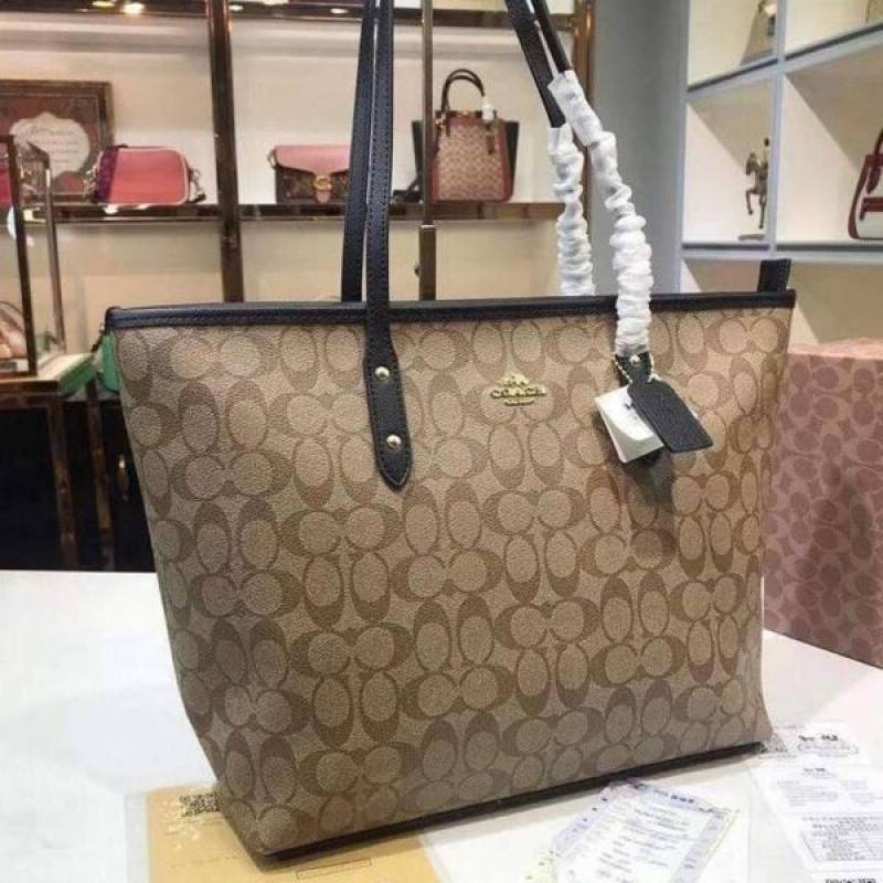 Coach_Signature_City_Tote_Bag_With_OG_Box_&_Dust_Bag_(Beige_Black-1119)