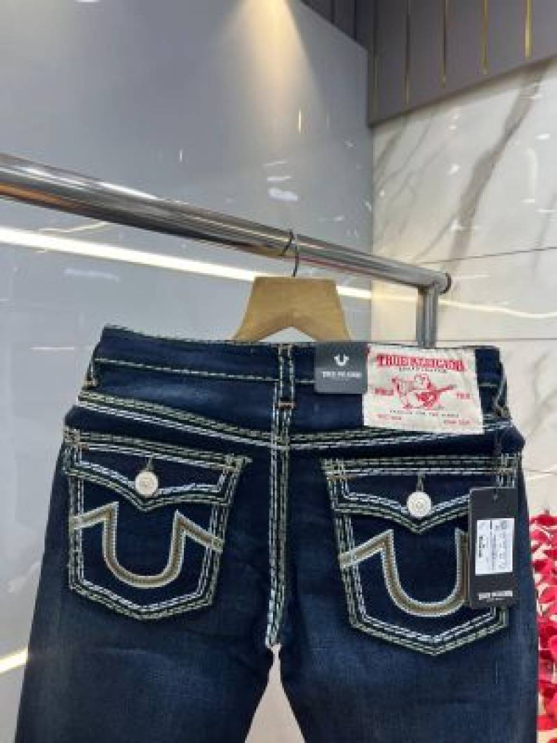 True Religion Blue shade Bootcut Premium Imported Stretchable Lycra Fabric Denim with Back Pocket Embroidered Design 3952
