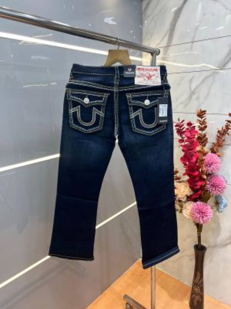 True Religion Blue shade Bootcut Premium Imported Stretchable Lycra Fabric Denim with Back Pocket Embroidered Design 3952