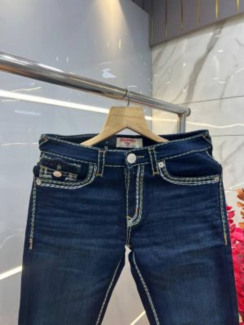 True Religion Blue shade Bootcut Premium Imported Stretchable Lycra Fabric Denim with Back Pocket Embroidered Design 3952
