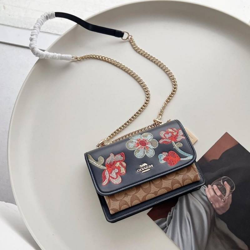 Coach Klare Floral Signature Crossbody Bag With OG Box & Dust Bag (Floral Black - 380)