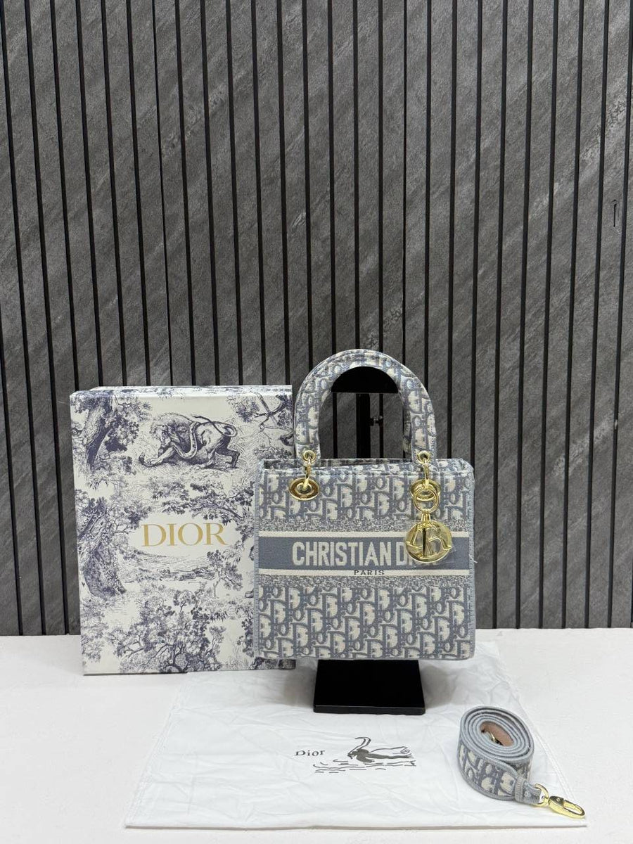 Dior Lady Dlite Grey 8825 Handbag With OriginalBox & DustCover