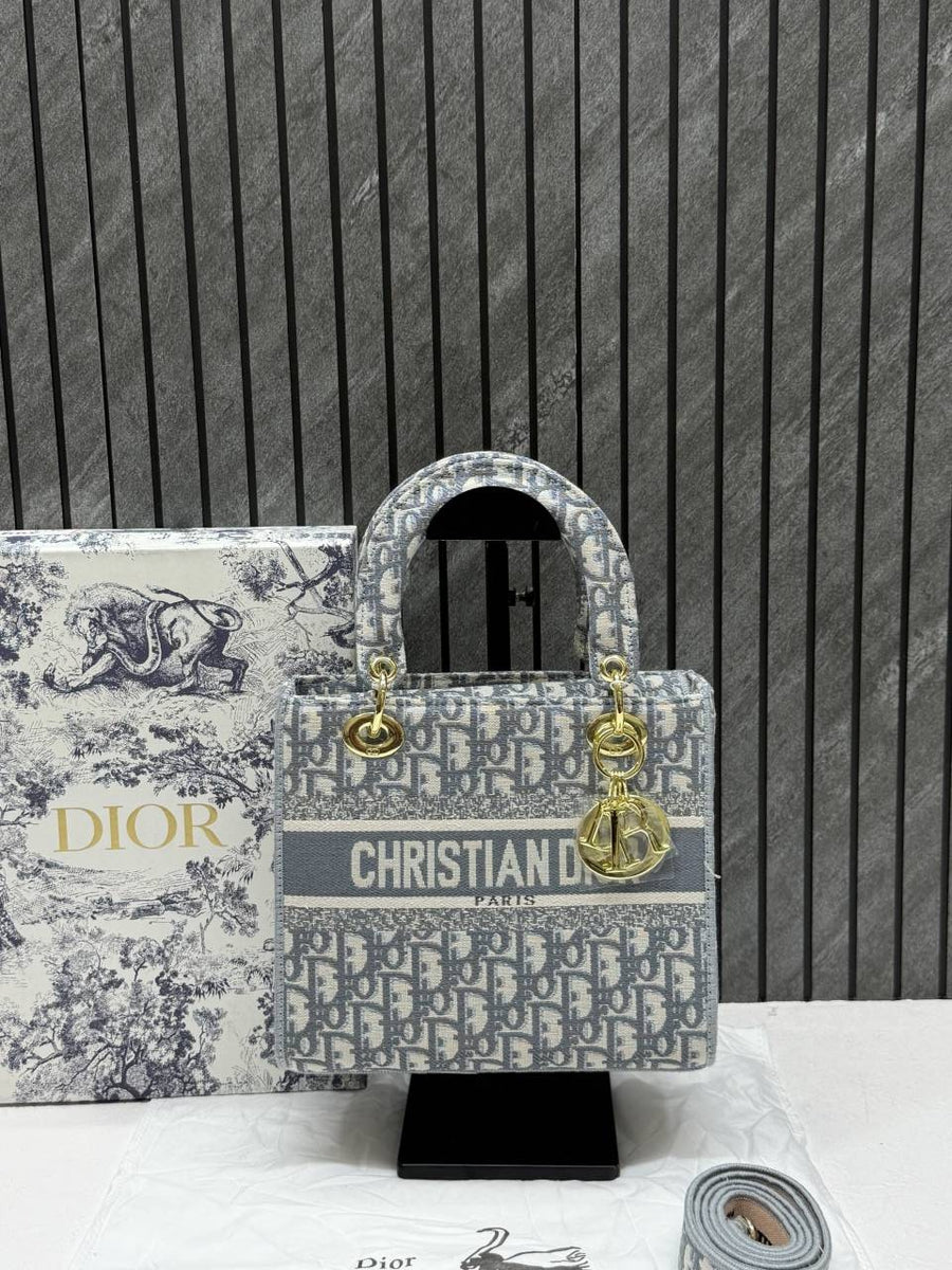 Dior Lady Dlite Grey 8825 Handbag With OriginalBox & DustCover