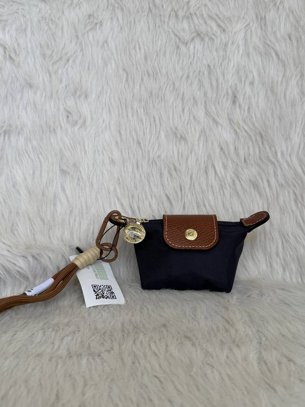 Longchammp Mini Blue Bagcharm Keychain With ZipLock Pouch