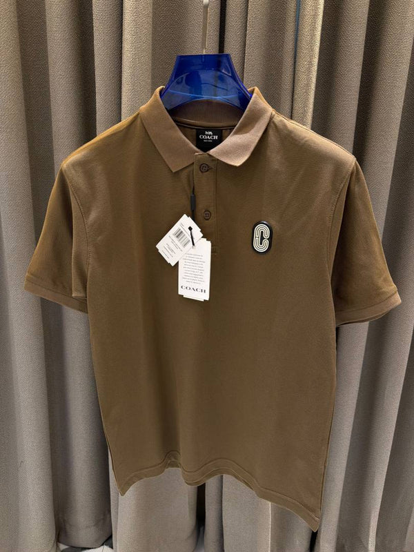 Coach Chest Logo Polo T-shirt Coffee