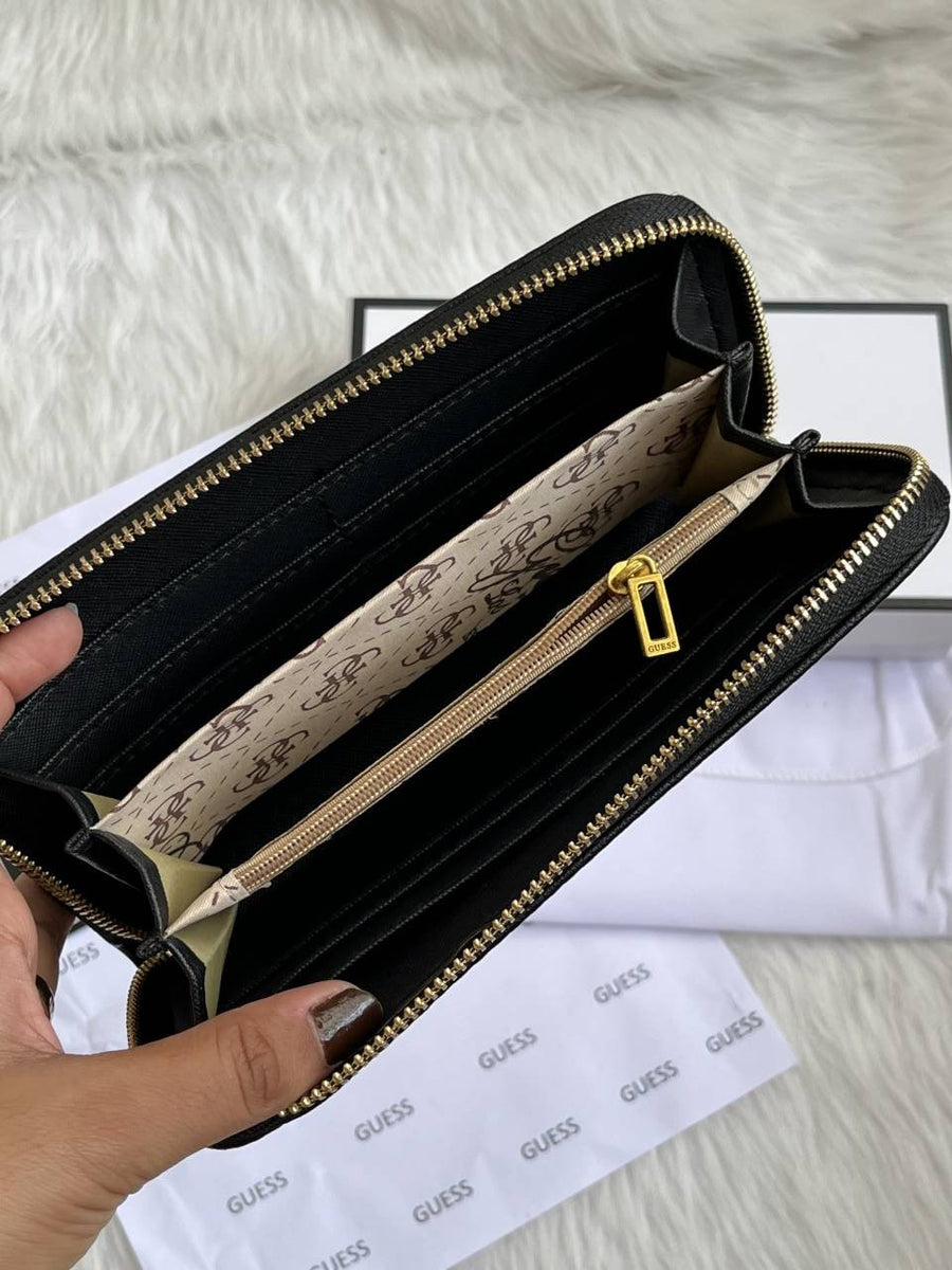 Guess 006 Black Long Wallet With Original Box DustCover Card Packaging