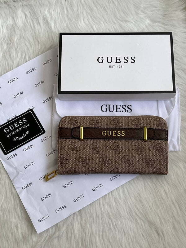 Guess 006 Light Apricot Long Wallet With Original Box DustCover Card Packaging
