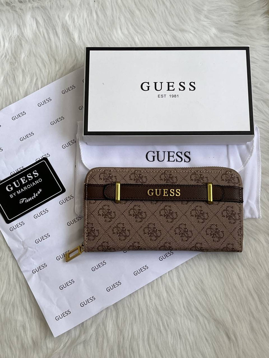 Guess 006 Light Apricot Long Wallet With Original Box DustCover Card Packaging