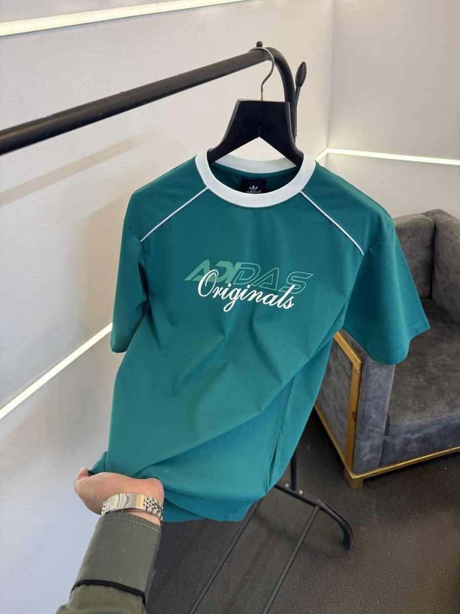 Adidas drop shoulder imported round neck tshirt c green