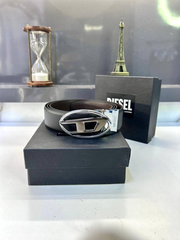 Diesel Glossy Silver Black Belt Fa 209