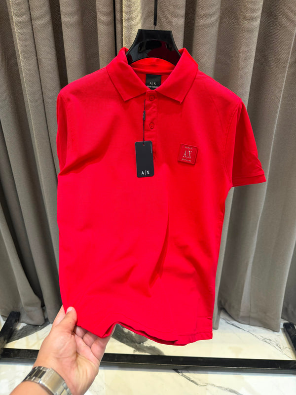 AX Chest Logo Polo T-shirt Red