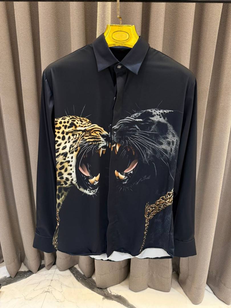 Gucci Leopard Print Box Pack Full Sleeves Shirt Black