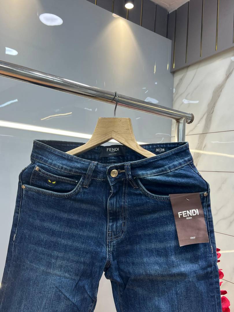 Fendi Premium Imported Stretchable Lycra Fabric Denim Sale Offer 1042