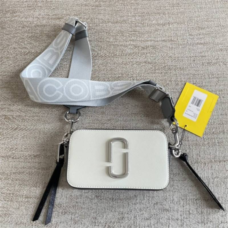 Marc Jacobs Snapshot Crossbody Bag With 2 Belts OG Box & Dust Bag (White Black - 835)
