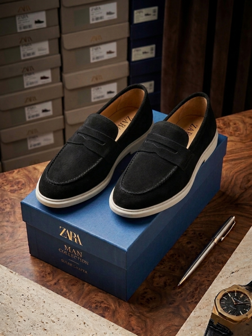 ZARRA BLACK SUEDE LOAFER 500