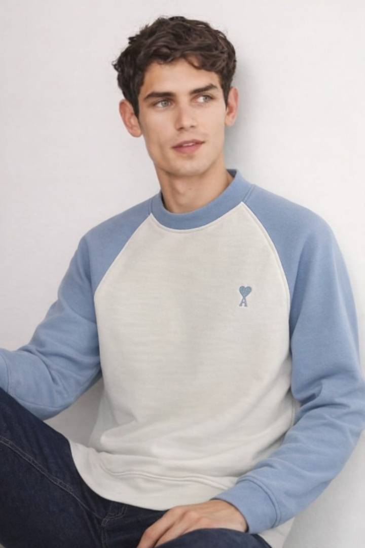 Ami IMPORTED STORE ARTICLE SWEATSHIRT WHITE BLUE