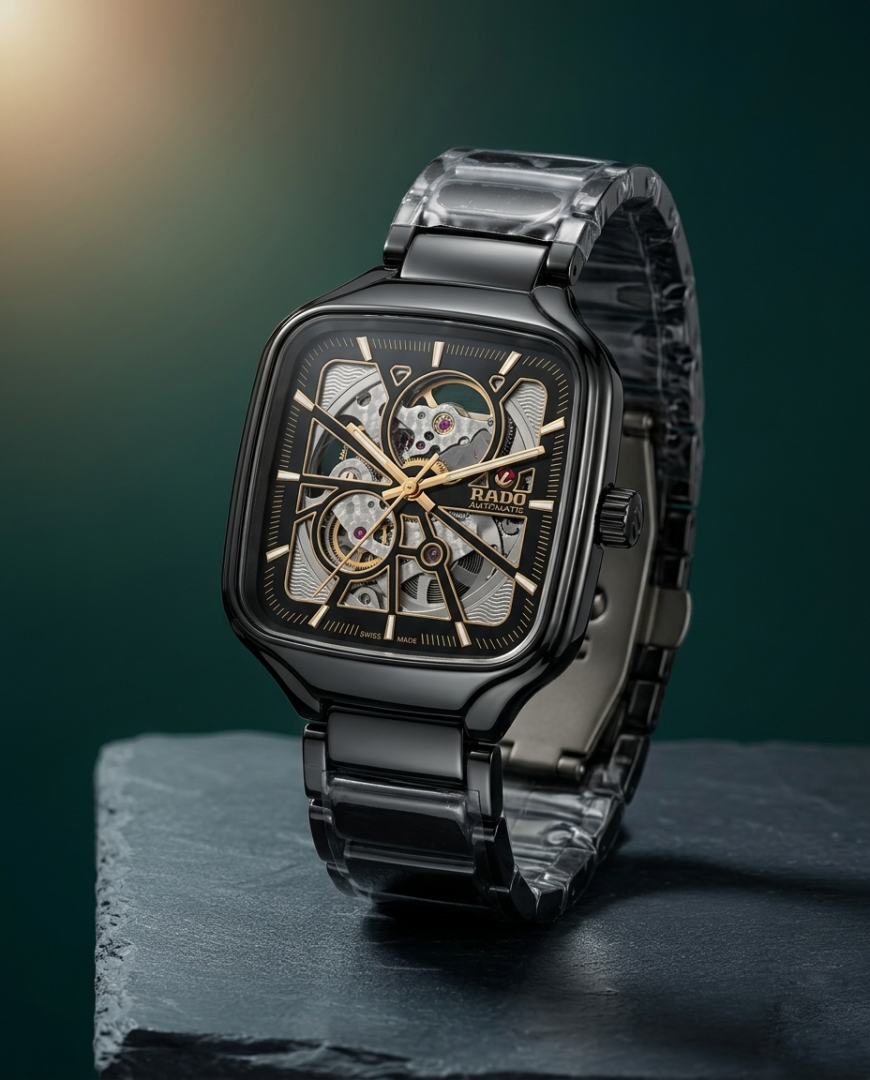 Rado True Square Automatic Open Heart Full Black gold