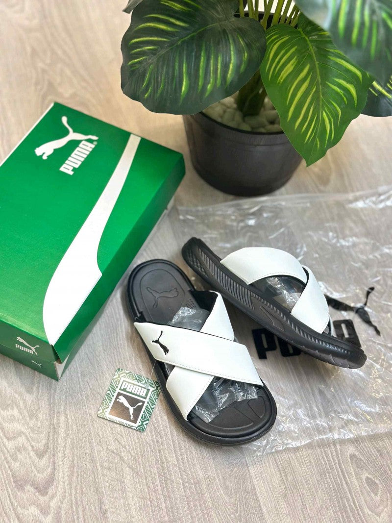 Puma Softride Seave Cross Strap White Slides